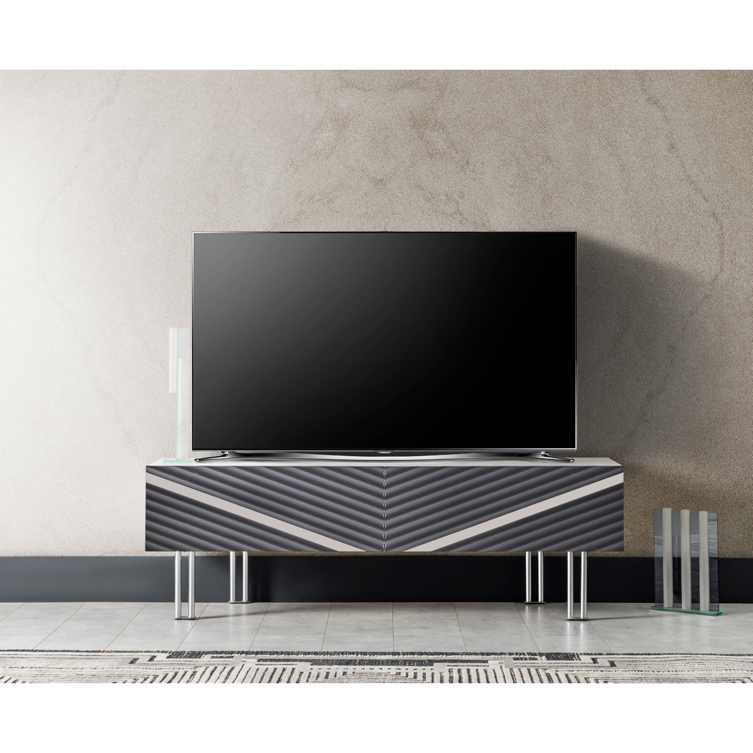 Comode - Comoda TV WELS, cu sertare, antracit, 140x38x49 cm - ExpoMob