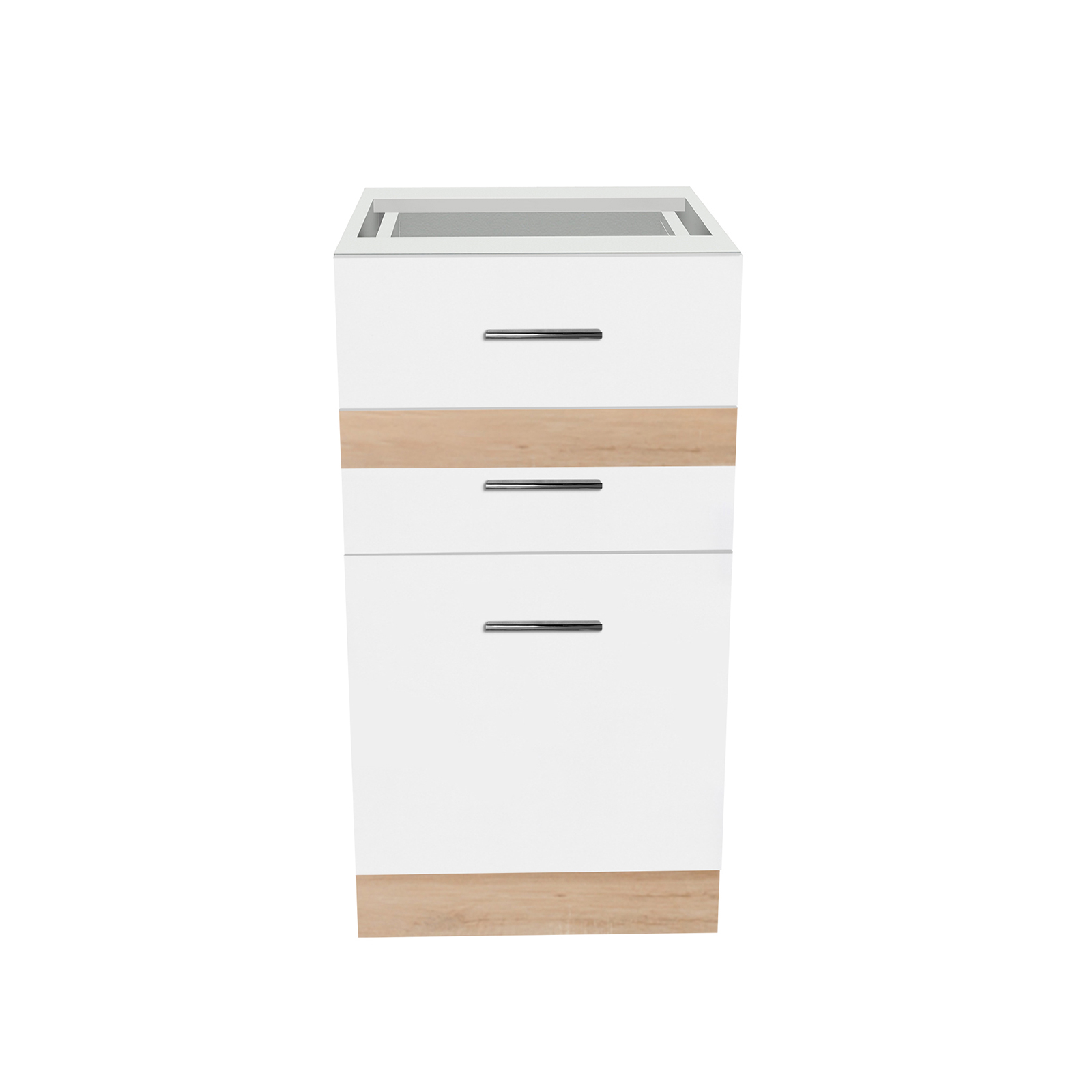 Promo - Corp inferior 40 YANA, cu 3 sertare, corp alb, 40x50x77 cm - ExpoMob