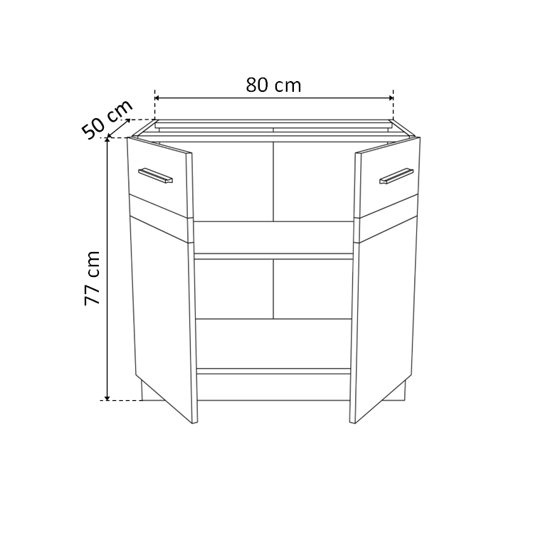Promo - Corp inferior 80 YANA, 2 usi, corp alb, 80x50x77 cm - ExpoMob