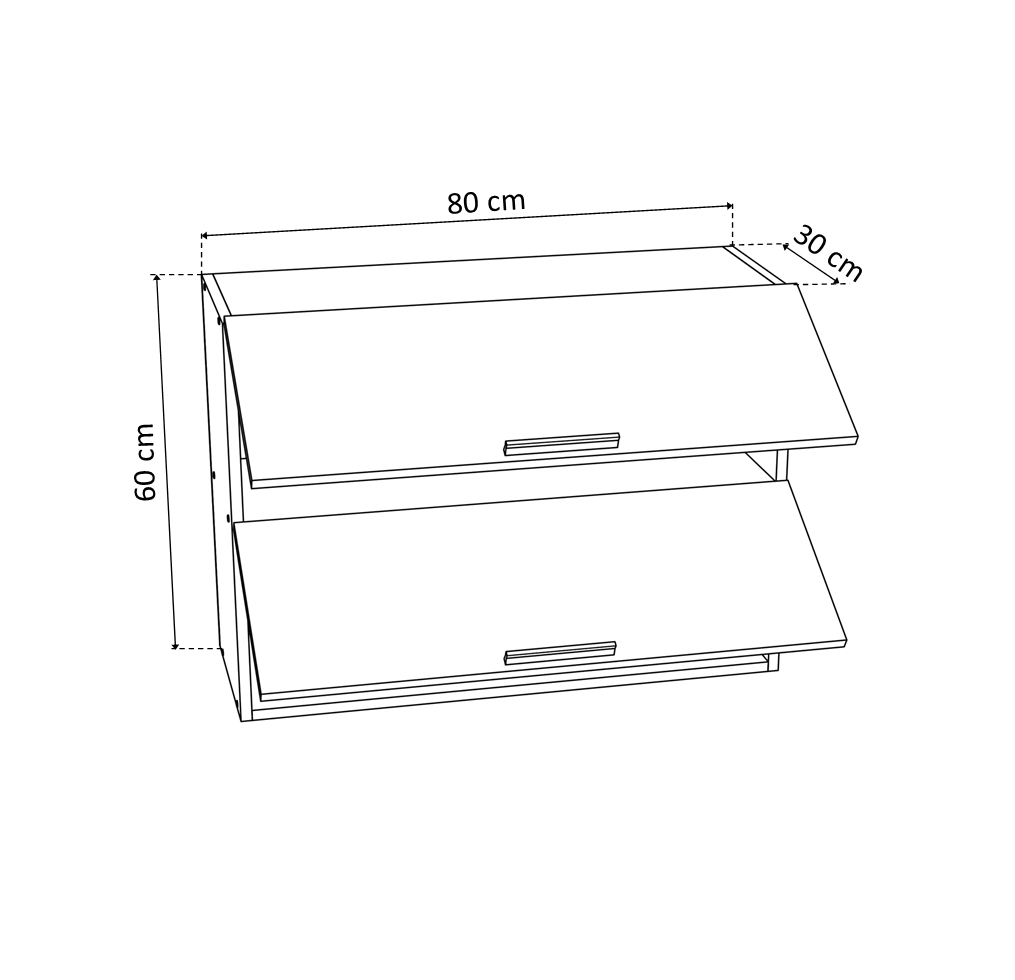 Mobila Alba - Corp suspendat 80 YANA, 2 usi rabatabile, corp alb, 80x30x60 cm - ExpoMob