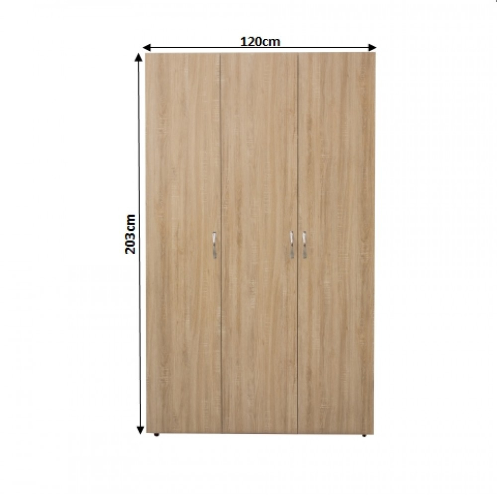 Dulapuri - Dulap ALMA L, 3 usi, 6 rafturi, bara de haine, 120x52x203 cm - ExpoMob
