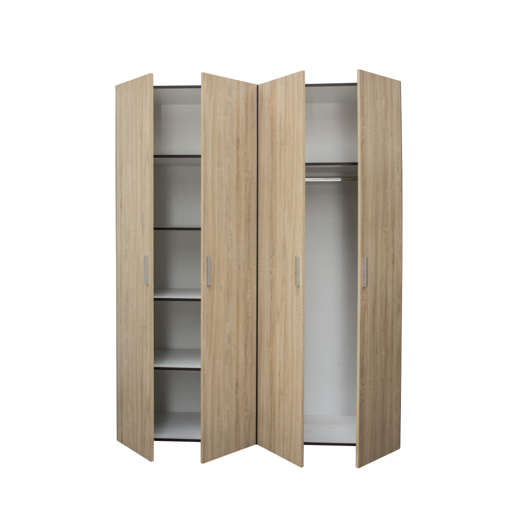 Depozitare - Dulap ALMA L, 4 usi, 6 rafturi, bara de haine, 160x52x203 cm - ExpoMob
