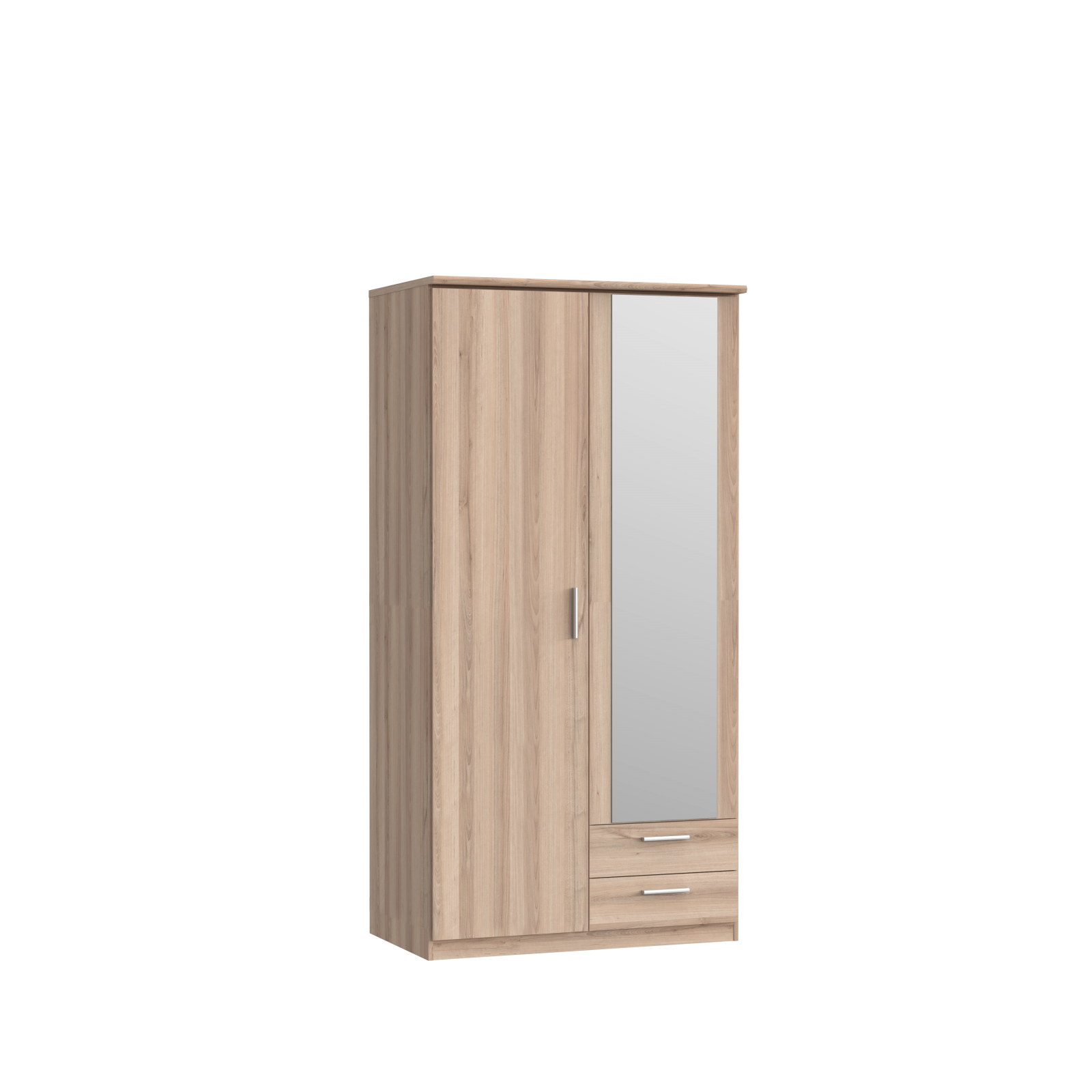 Dressinguri - Dulap BRTS822S-W14, 2 usi, 2 sertare, oglinda, 100.1x61.5x201.6 cm - ExpoMob