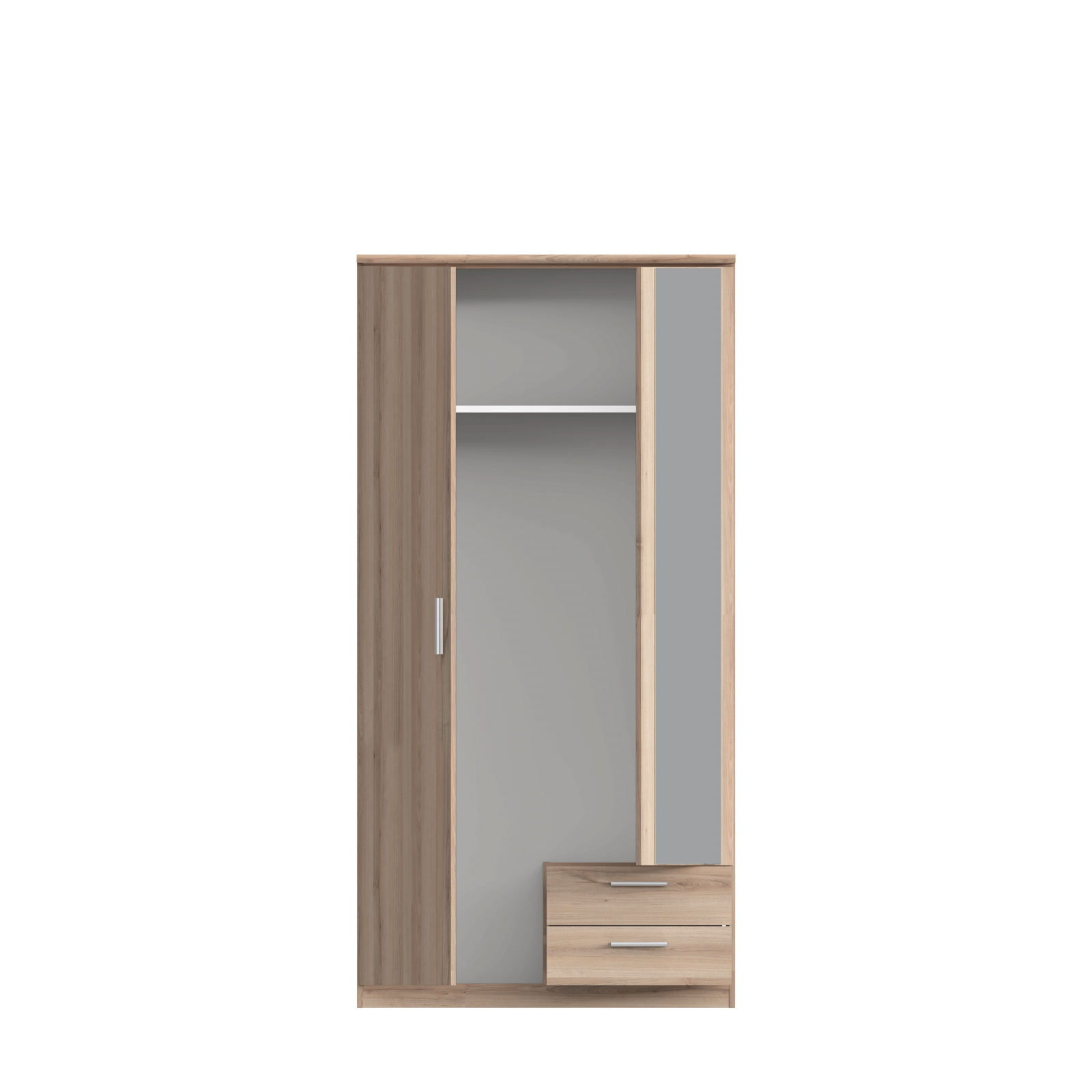 Dressinguri - Dulap BRTS822S-W14, 2 usi, 2 sertare, oglinda, 100.1x61.5x201.6 cm - ExpoMob