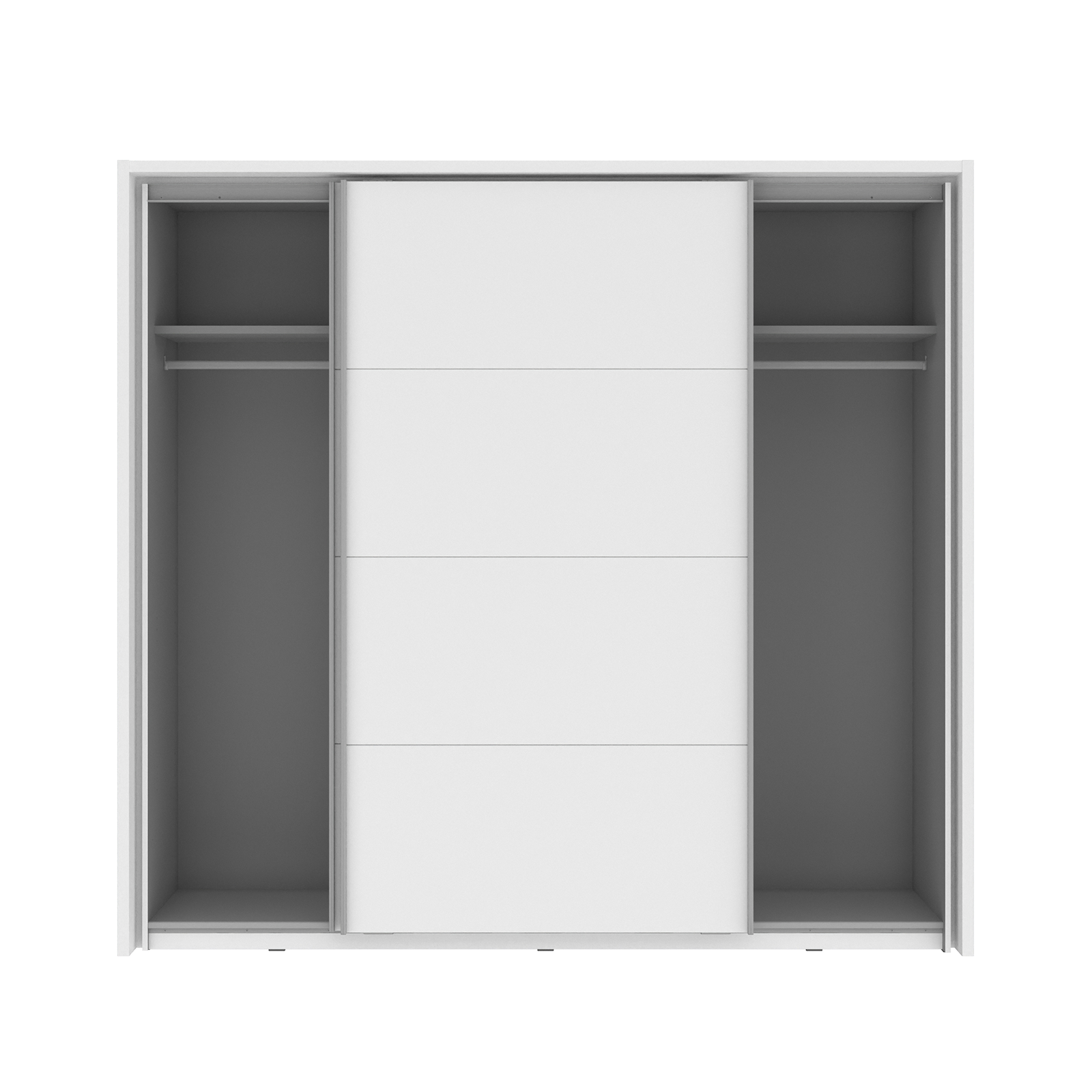 Dulapuri cu usi glisante - Dulap NEAPEL NPLS92412-C04, usi glisante, oglinda, 2 rafturi, bara de haine, alb, 230,9x63,8x215,5 cm - ExpoMob