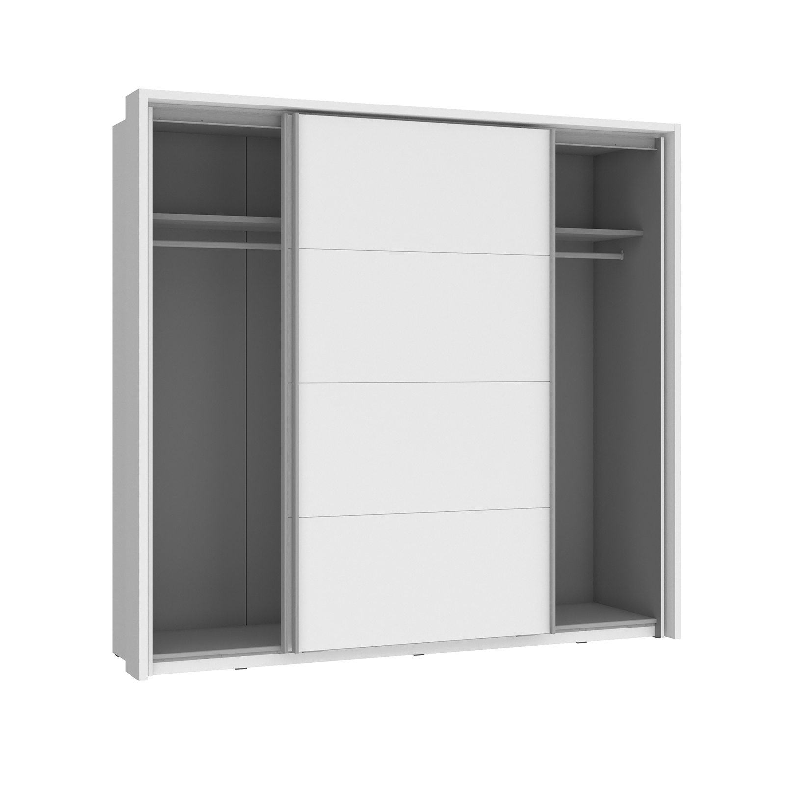 Dulapuri cu usi glisante - Dulap NEAPEL NPLS92412-C04, usi glisante, oglinda, 2 rafturi, bara de haine, alb, 230,9x63,8x215,5 cm - ExpoMob