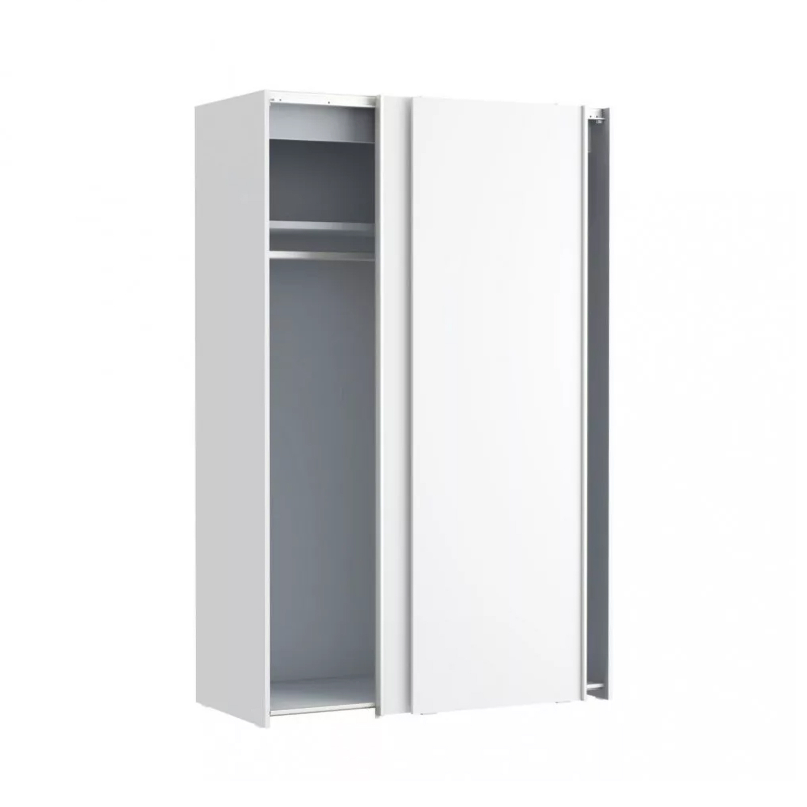 Dulapuri cu usi glisante - Dulap pentru haine KHNS62131-120, usi glisante, rafturi, bara de haine, alb, 120x60x190 cm - ExpoMob