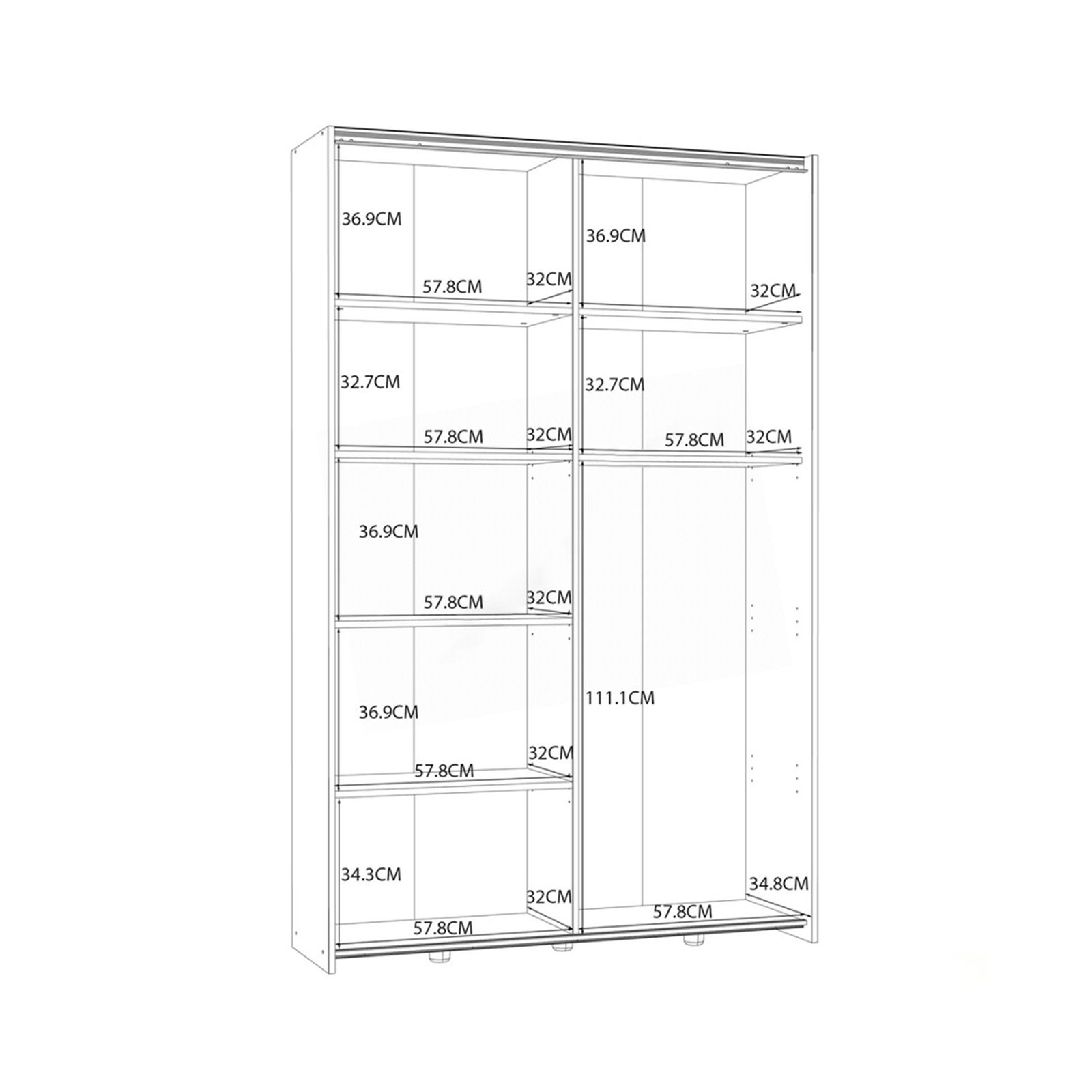 Dulapuri cu usi glisante - Dulap pentru haine OZLS62237-Q45F, usi glisante, rafturi,  sonoma + alb, 120x41x190 cm - ExpoMob
