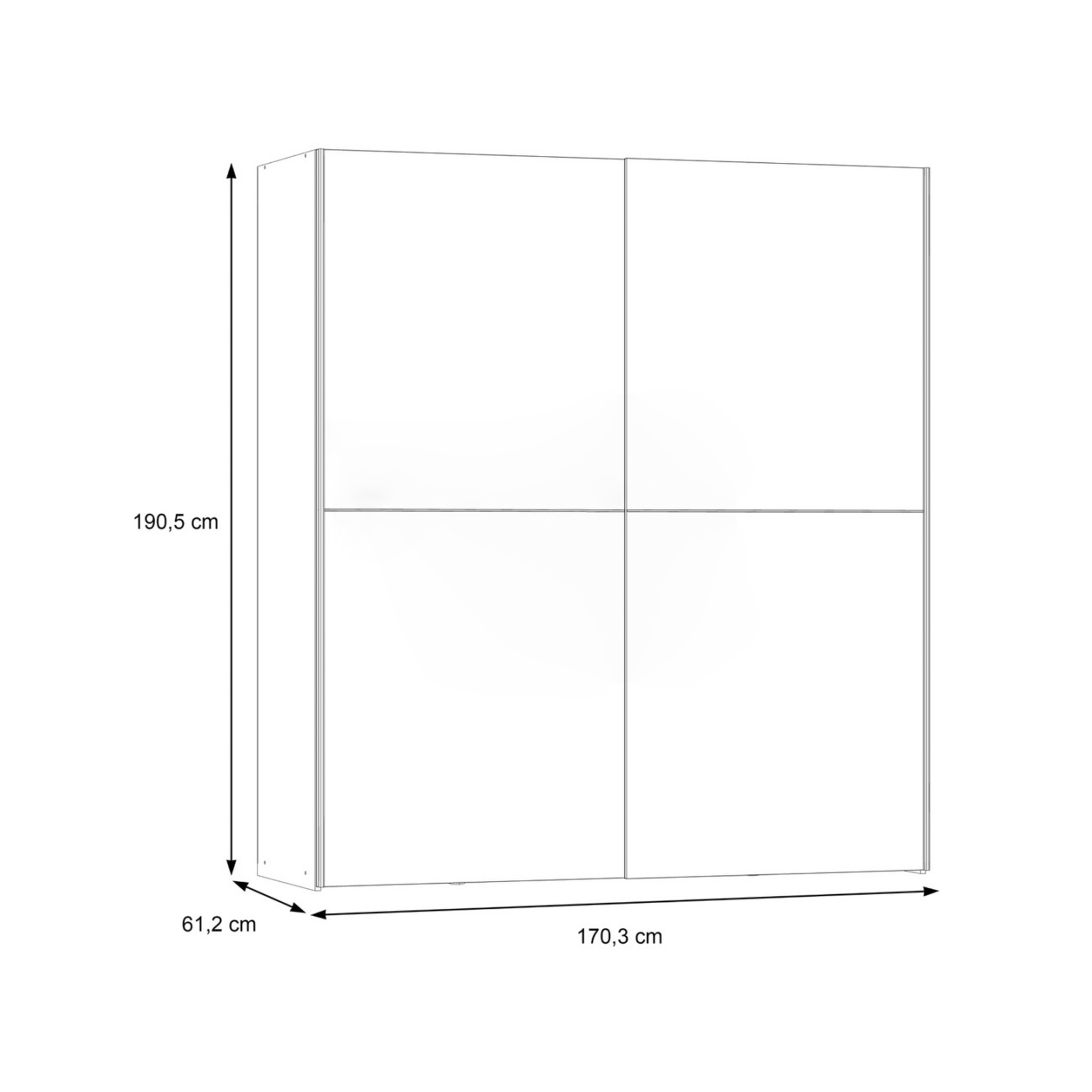 Dulapuri cu usi glisante - Dulap pentru haine W3NS82232-120, usi glisante, rafturi, bara de haine, alb, 170x61x190 cm - ExpoMob