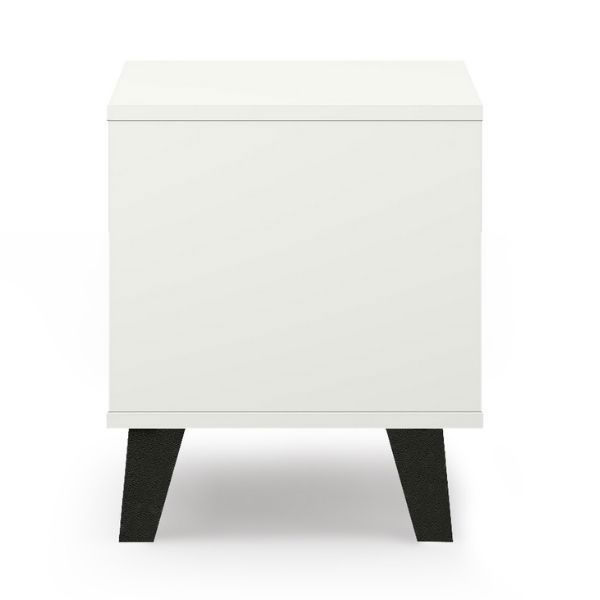 Colectia BORG - Noptiera BORG, 1 sertar, alb, 40x38,8x45,6 cm