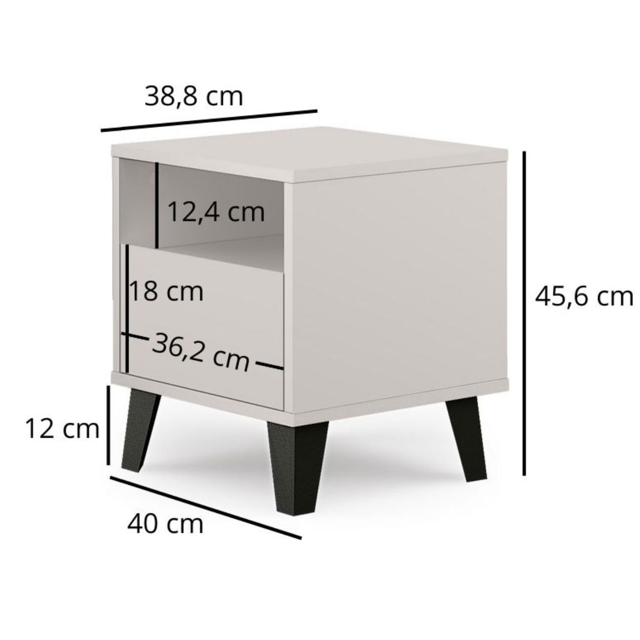 Colectia BORG - Noptiera BORG, 1 sertar, casmir, 40x38,8x45,6 cm