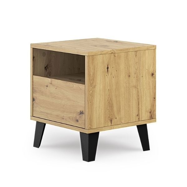 Colectia BORG - Noptiera BORG, 1 sertar, stejar artisan, 40x38,8x45,6 cm