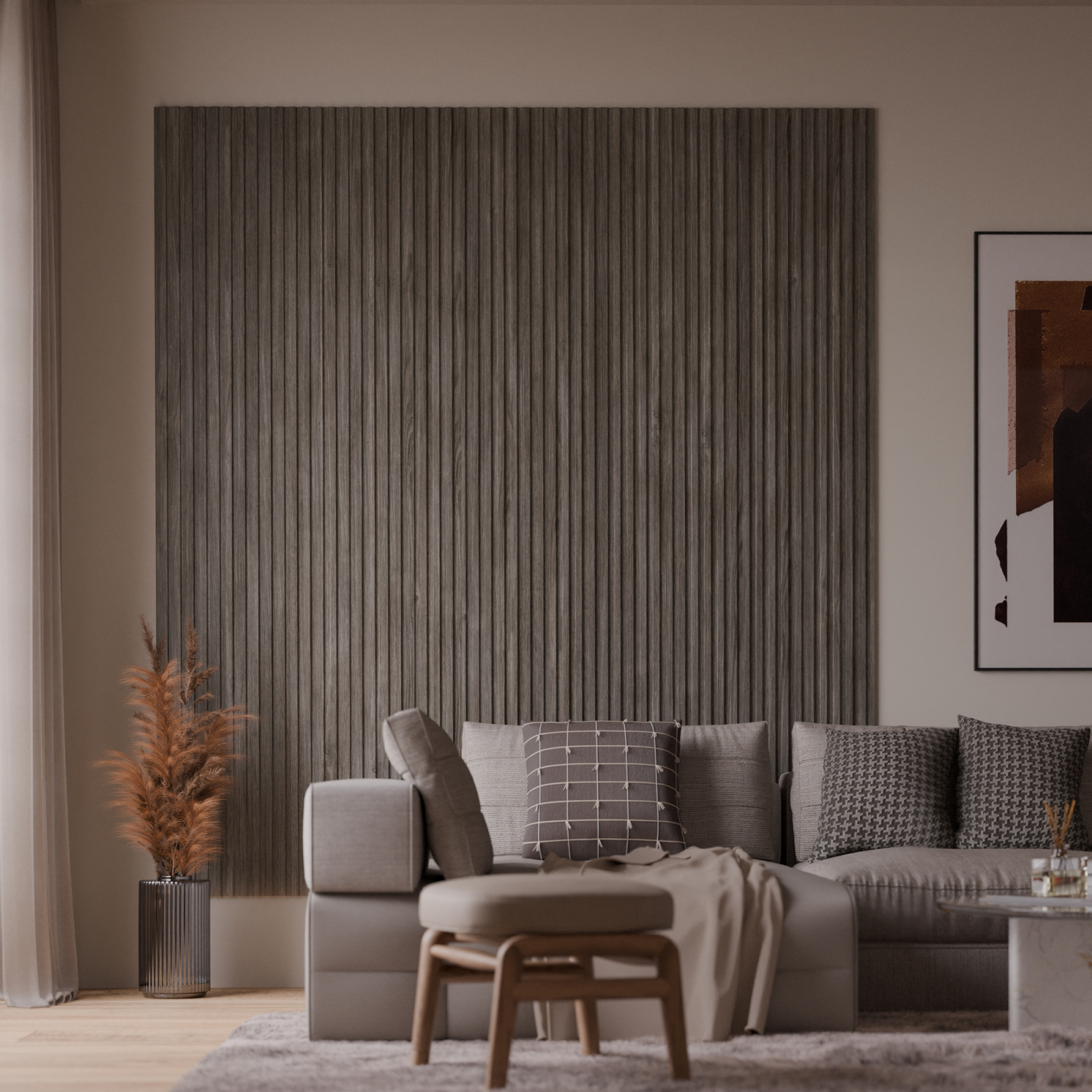 Riflaje decorative - Panou riflaj decorativ AKRA, MDF, gri stejar, 1,2x15,8x280 cm - ExpoMob