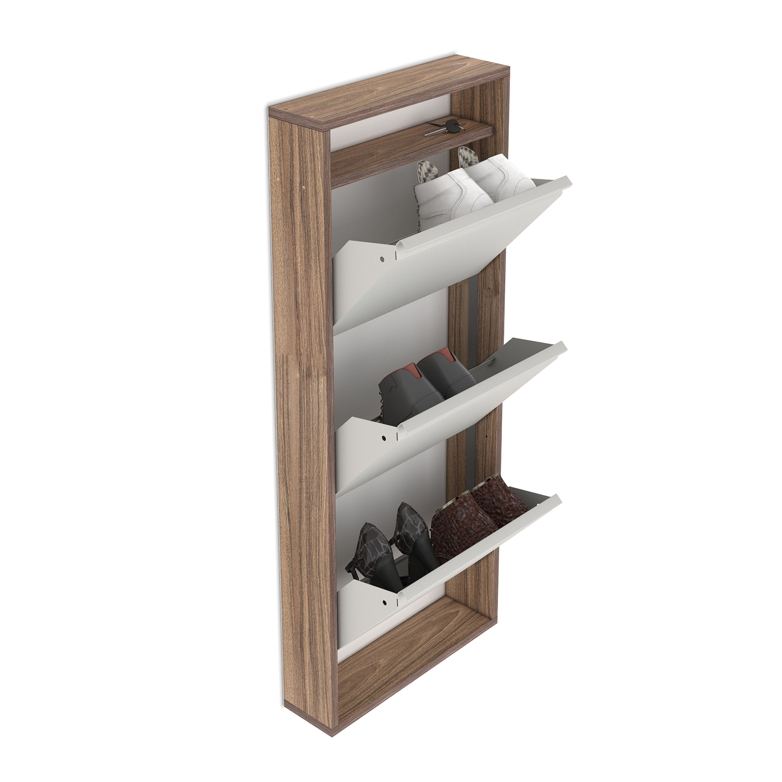 Pantofare - Pantofar HIDE, cu 3 rafturi, 50x15x124 cm - ExpoMob