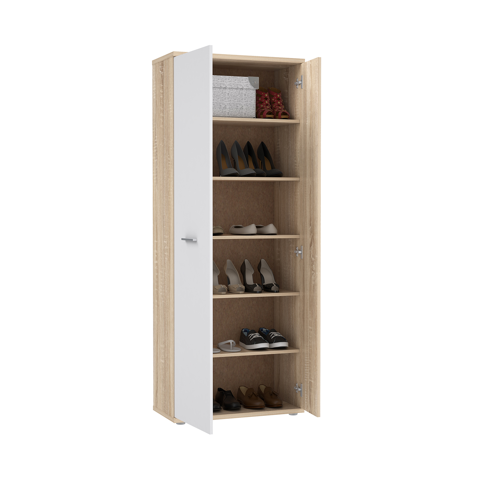 Pantofare - Pantofar NET106, cu 2 usi si 6 rafturi, corp sonoma, 68x179x34 cm - ExpoMob