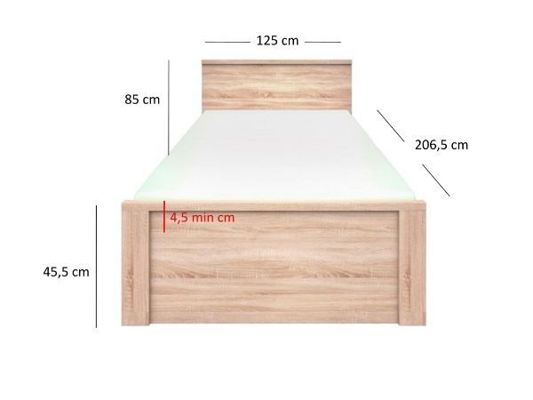 Paturi - Pat TOP MIX 120x200, stejar sonoma, 206,5x125x85 cm
