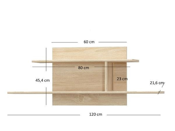 Colectia TIPS - Raft suspendat TIPS 120, stejar sonoma, 120x21,6x45,4 cm