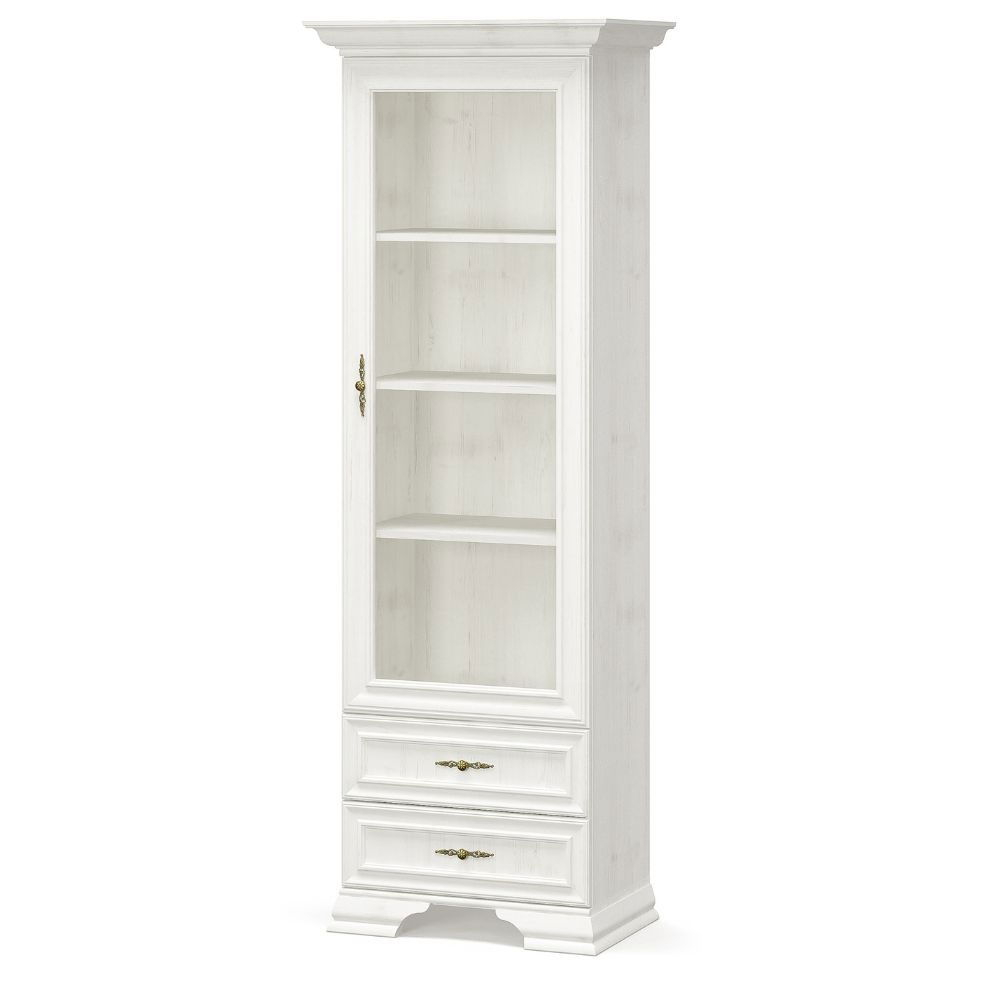 Colectia IRYS - Vitrina IRYS, 1 usa, 2 sertare, geam, pin anderson, 70,3x43x197,6 cm