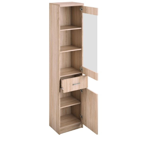 Colectia TOP MIX - Vitrina TOP MIX, 2 uși, 1 sertar, geam, stejar sonoma, 40x33x183 cm