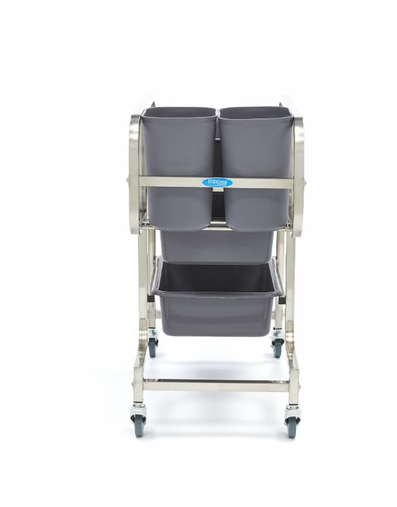 Carucior din inox pentru curatenie cu 5 cosuri [7]