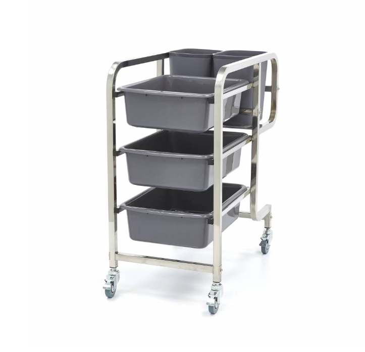 Carucior din inox pentru curatenie cu 5 cosuri [5]