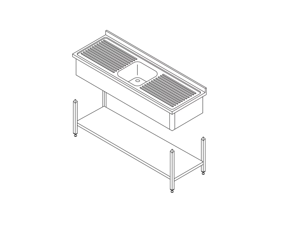 Chiuveta din inox 120x60 cm cu raft de depozitare [1]
