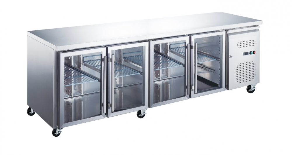 Masa rece cu 4 usi de sticla 223x86 cm, inox, 345W [1]