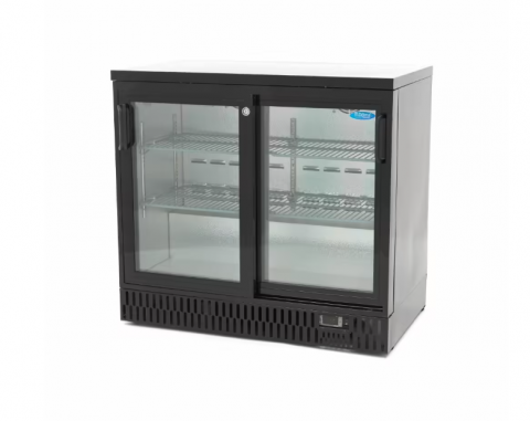 Frigidere profesionale - Vitrina frigorifica pentru bar cu 2 usi glisante, 227 litri