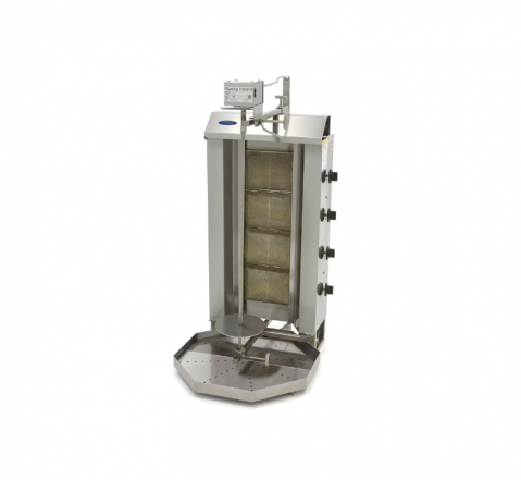 Aparate profesionale kebab/shaorma - Aparat de kebab/shaorma pe gaz cu 4 arzatoare, 50 kg de carne