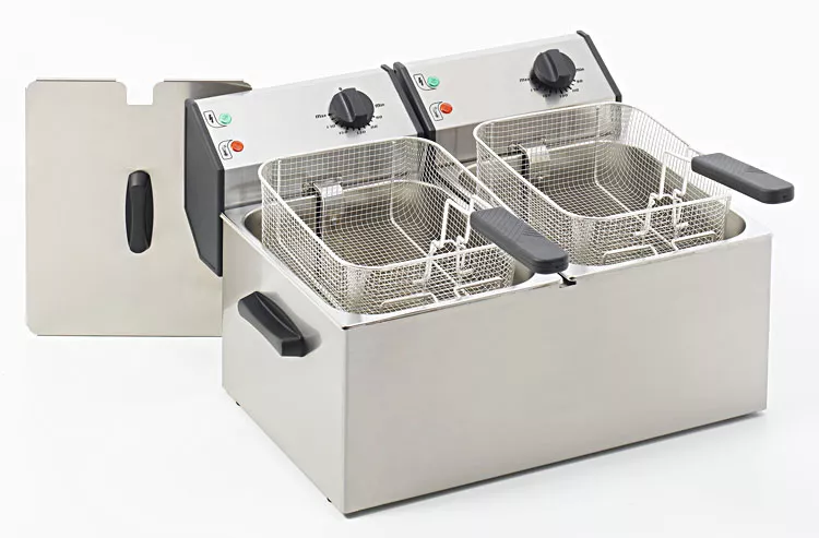 Friteuze - Friteuza electrica cu 2 cosuri si robinet de scurgere, 8 litri
