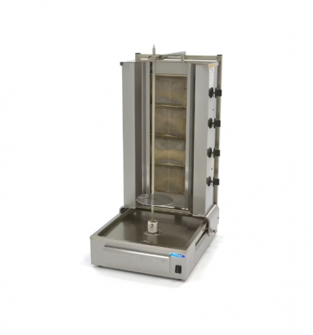Aparate profesionale kebab/shaorma - Aparat de kebab/shaorma pe gaz cu 4 arzatoare, 70 kg de carne