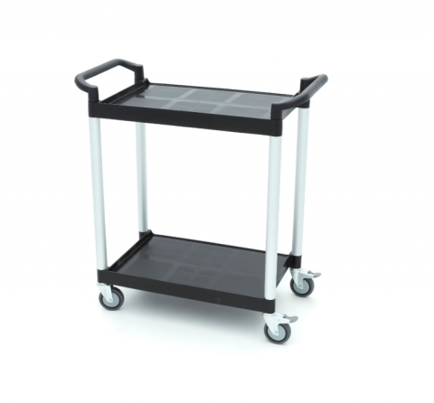 Carucior de servire din plastic cu 2 rafturi, 86.5x42.5x93 cm [3]