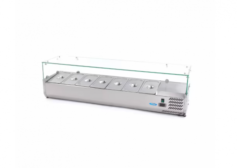 Refrigerare - Vitrina frigorifica de sticla 7 x GN 1/3 160x44 cm
