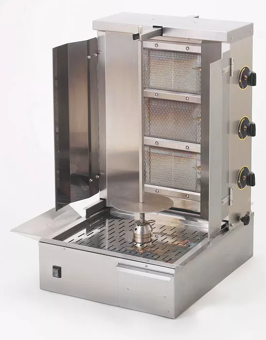 Aparate profesionale kebab/shaorma - Aparat de kebab/shaorma pe gaz cu 3 arzatoare, 25 kg de carne