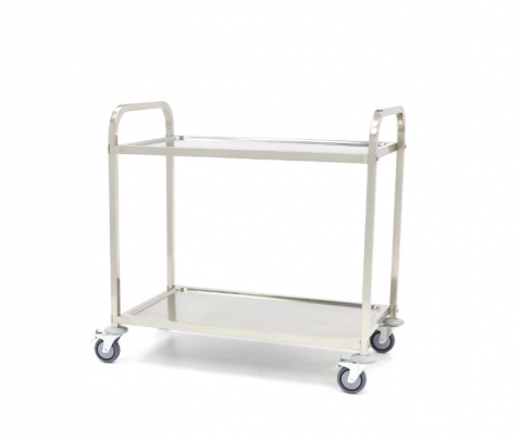 Carucioare de servire - Carucior de servire din inox cu 2 rafturi, 94x51x95 cm
