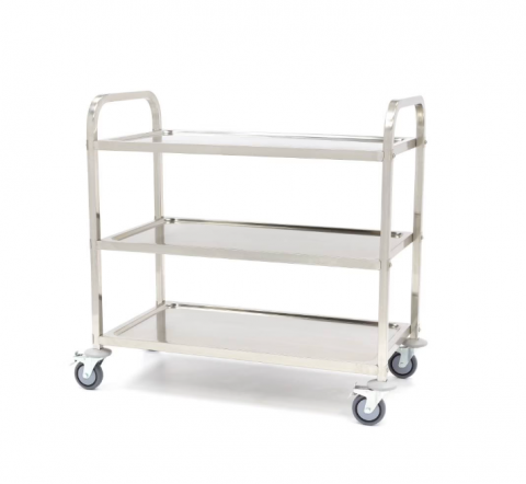 Carucioare de servire - Carucior de servire din inox cu 3 rafturi, 94x51x95 cm