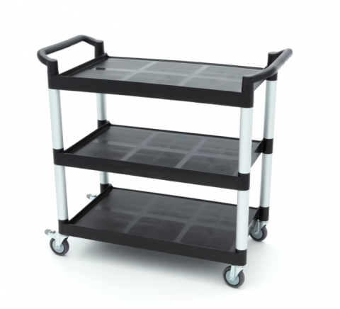 Carucioare de servire - Carucior de servire din plastic cu 3 rafturi, 103x50.5x96 cm