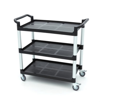 Carucior de servire din plastic cu 3 rafturi, 103x50.5x96 cm [3]
