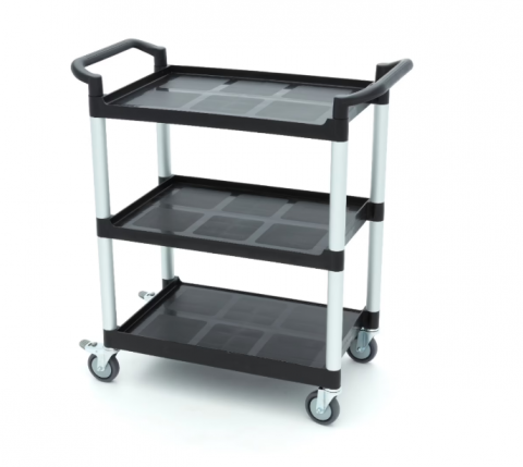 Carucioare de servire - Carucior de servire din plastic cu 3 rafturi, 86.5x42.5x93 cm