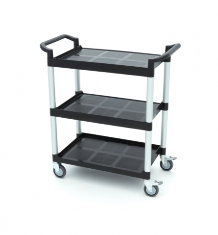 Carucior de servire din plastic cu 3 rafturi, 86.5x42.5x93 cm [3]