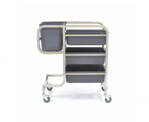 Carucior din inox pentru curatenie cu 5 cosuri [5]