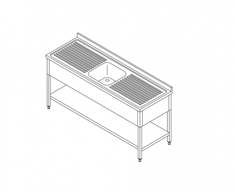 Chiuvete inox - Chiuveta din inox 140x70 cm cu raft de depozitare