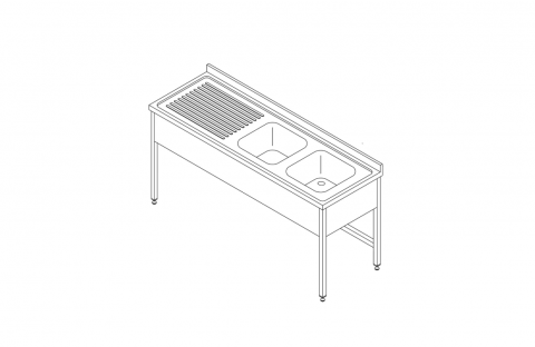 Chiuvete inox - Chiuveta din inox cu 2 cuve 150x70 cm