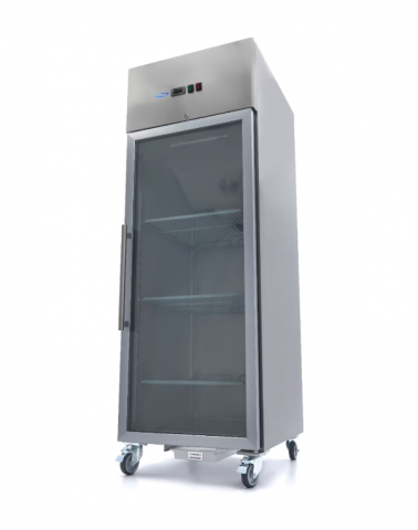 Frigidere profesionale - Frigider cu usa de sticla, inox, 3 rafturi reglabile, 700 litri, 240W