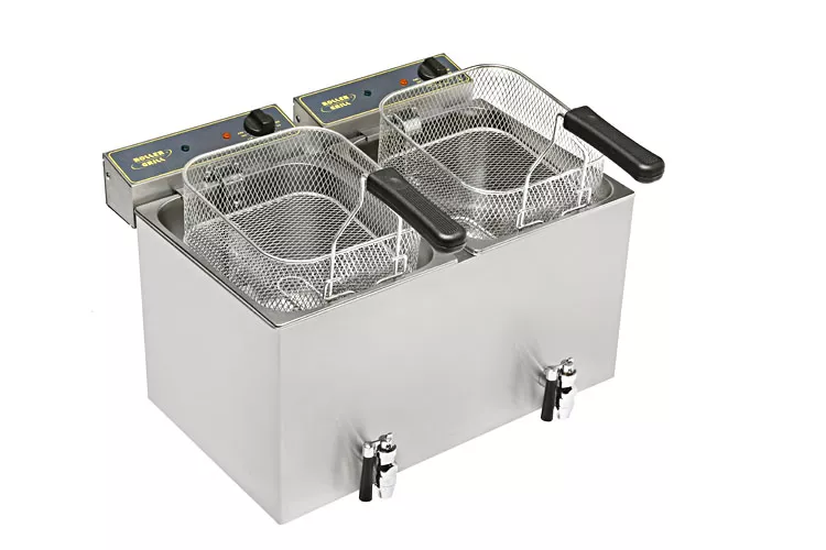 Friteuze - Friteuza electrica cu 2 cosuri si robinet de scurgere, dublu, 8 litri