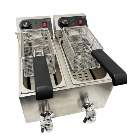 Echipamente de Gatit - Friteuza electrica dubla cu robinet de scurgere, 2x4 litri