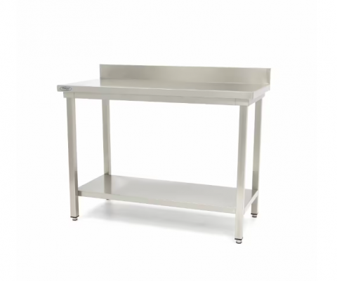 Mese inox cu rebord si polita - Masa din inox cu rebord si polita 100x70 cm