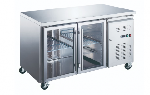 Mese reci - Masa rece cu 2 usi de sticla 136x86 cm, inox, 261W