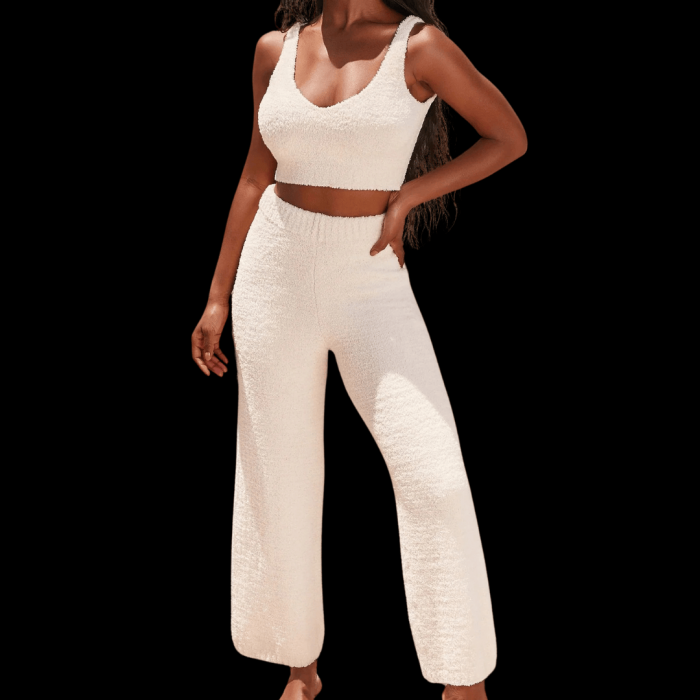 Compleu dama din doua piese plusat alb ivory  FOXY [1]