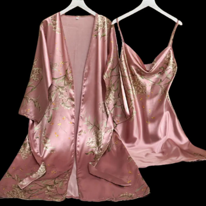 Pijamale satinate de dama roz [1]